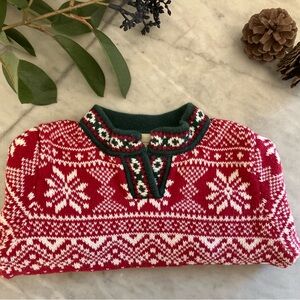L.L. Bean Red and Green Snowflake Sweater